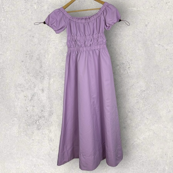 NWT Staud Lavender Purple Vine Dress Off Shoulder Crisp Heavyweight New Boho XS - Picture 6 of 11
